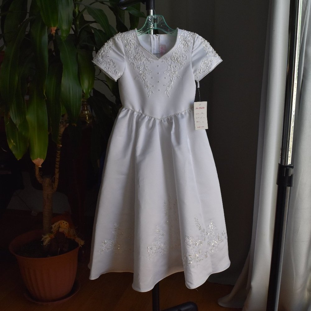 Girl's White Beaded Dress NWT